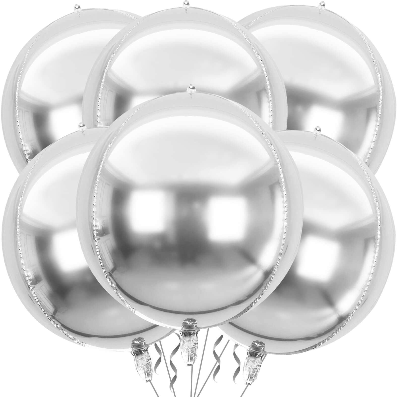 Amazon.com: 6 Pack Silver 22 Inch 4D Foil Balloons Big 360 Degree